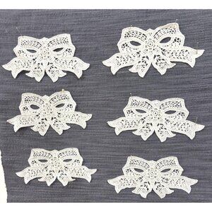 Set Of 6 Intricately Designed Ivory Bow Lace Appliques, Wedding Dress, Bridal Go